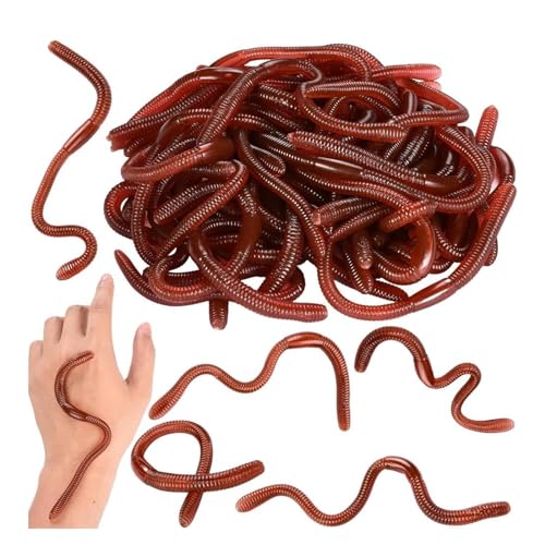 AWAVM 10 Stück Fake Earthworm, Soft Stretchy Toys Realistic Fake Worms Plastic Lifelike Worm Prank Trick Toy for Halloween Decoration April Fools Day Party Favor Gifts AWAVM 10 Stück Fake Earthworm, Soft Stretchy Toys Realistic Fake Worms Plastic Lifelike Worm Prank Trick Toy for Halloween Decoration April Fools Day Party Favor Gifts von AWAVM