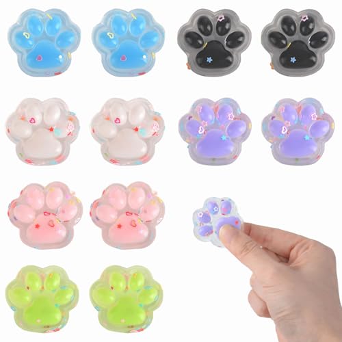 AWAVM 12-teiliges transparentes und farbenfrohes Katzenpfoten Squishies Set Eine reizvolle Mischung aus liebenswertem Design, Stressabbau-Funktion und vielseitiger Verwendung für alle Altersgruppen. von AWAVM