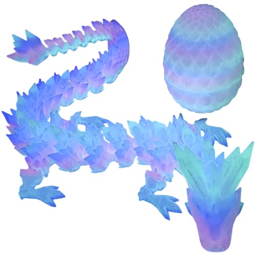 AWAVM 3D-druckbares Drachenei, Drachenspielzeug-Überraschungsei, Geschenk für Erwachsene und Kinder, herausnehmbare Drachenfigur, voll beweglicher Kristalldrache, beweglich und flexibel – Autismus, Os von AWAVM