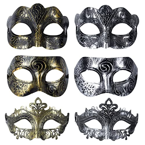 AWAVM 6 Stück Venezianische Maskerade Maske Maskerade Gesichtsmaske Masken Männer Roman Centurion Gladiator Sparticus für Kostümball,Party, Maskenball,Maskerade Karneval Party Maske von AWAVM