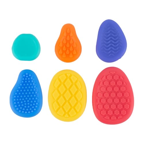 AWAVM 6 Stück sensorisches Fidget aus Stein, sensorische Spielsteine aus Silikon, Anti-Stress-Spielzeug, strukturierter Sorgenstein, Silikon, sensorischer Stein, für Kinder und Erwachsene von AWAVM