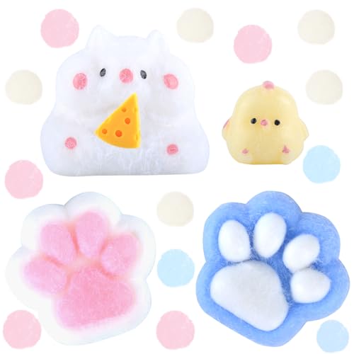 AWAVM Entzückendes Squishy-EnsembleZwei Katzenpfoten, EIN Käse haltender Hamster und EIN gelbes Küken - weich, stressabbauend und dekorativ, EIN wunderbares Geschenk, das jeden Tag erhellt AWAVM Entzückendes Squishy-EnsembleZwei Katzenpfoten, EIN Käse haltender Hamster und EIN gelbes Küken - weich, stressabbauend und dekorativ, EIN wunderbares Geschenk, das jeden Tag erhellt von AWAVM