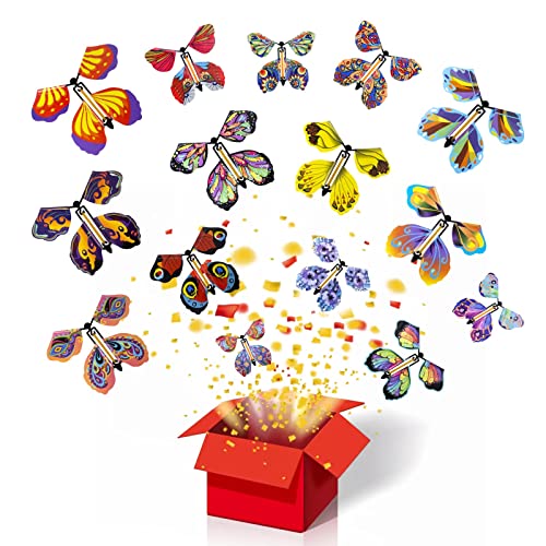 AWAVM Fliegende Schmetterlinge Flying Butterfly Toy Wind up Butterfly Toy, 15 Stück Fliegende Schmetterlinge Geschenk Fliegender Schmetterling Spielzeug für große Überraschung Geburtstag Hochzeit von AWAVM