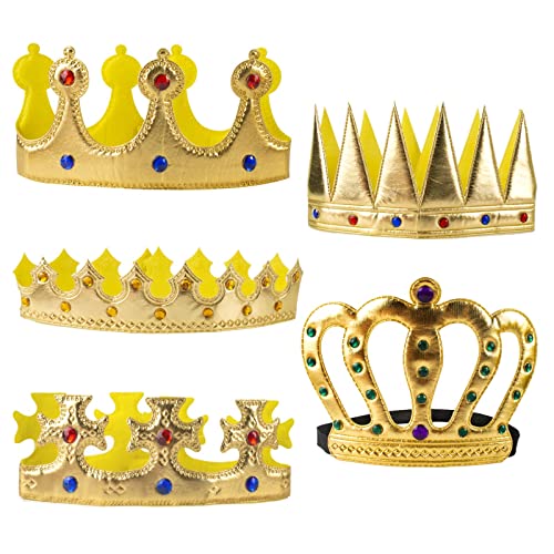 AWAVM Krone König 5 Stück Geburtstagskrone Kinder Gold Königskrone Krone mit Strass Royal Crown,Requisiten König und Königin Krone Prinzessin Tiara Kostüm Zubehör für Kostüm Geburtstag Party AWAVM Krone König 5 Stück Geburtstagskrone Kinder Gold Königskrone Krone mit Strass Royal Crown,Requisiten König und Königin Krone Prinzessin Tiara Kostüm Zubehör für Kostüm Geburtstag Party von AWAVM