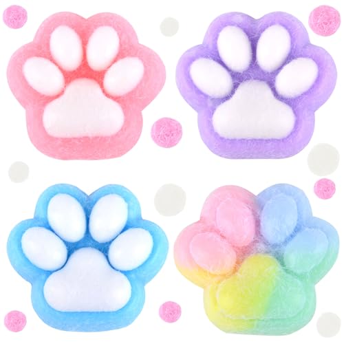 AWAVM Pack of 4 Cat Paw Squishy Toy, Squishy Toy Squishy Cat Paw, Fufu Squishy for Stress Relief, Cat Paws Squishy Toy, Cute Cat Paws Stress Relief Fidget Toys, Cat Paws Squishy Girls and Boys von AWAVM