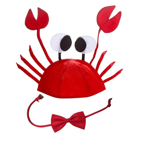 AWAVM Rote Krabben Mütze mit verstellbarer roter Fliege für Kinder Damen Herren - Lustiger Krabben Hut für Halloween Weihnachten Ostern Party Dekoration - Kostüm Zubehör Set - Alberne Krabben Kappe Ha AWAVM Rote Krabben Mütze mit verstellbarer roter Fliege für Kinder Damen Herren - Lustiger Krabben Hut für Halloween Weihnachten Ostern Party Dekoration - Kostüm Zubehör Set - Alberne Krabben Kappe Ha von AWAVM