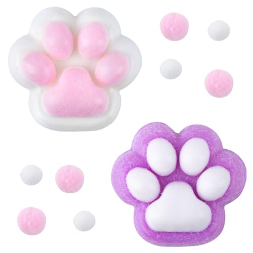 AWAVM Squeeze Spielzeug, 2Pcs Kawaii Flauschige Sensorische Spielzeug, Anti Stress Taba Squishy Pfote, Cat Paw Squeeze Toy, Katzenpfoten Quetschspielzeug mit Bällen Lustig Anti Stress und Angst Relief AWAVM Squeeze Spielzeug, 2Pcs Kawaii Flauschige Sensorische Spielzeug, Anti Stress Taba Squishy Pfote, Cat Paw Squeeze Toy, Katzenpfoten Quetschspielzeug mit Bällen Lustig Anti Stress und Angst Relief von AWAVM