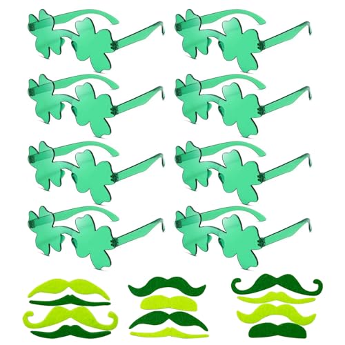 AWAVM St. Patricks Day Kleeblatt-Sonnenbrille, St. Patrick's Day, Zubehör für Kinder und Erwachsene, vierblättriges Kleeblatt mit grünen Schnurrbärten für St. Patrick's Day, Party-Dekorationen, AWAVM St. Patricks Day Kleeblatt-Sonnenbrille, St. Patrick's Day, Zubehör für Kinder und Erwachsene, vierblättriges Kleeblatt mit grünen Schnurrbärten für St. Patrick's Day, Party-Dekorationen, von AWAVM
