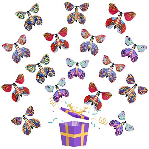 Magische Fliegende Schmetterling AWAVM16 Stück Flying Butterfly Schmetterlinge Geburtstag, Kinderspielzeug Schmetterlings Karte für Geburtstagsgeschenke, Party überraschungsbox (Leuchtende Farbe) von AWAVM