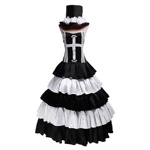 AWDOAJOI Cosplay-Kostüm, Anime, Perona, Geisterprinzessin, Gothic-Lolita-Kleid, Halloween-Party, Anzüge (schwarz + weiß, Größe L) von AWDOAJOI