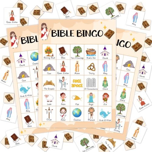 Bibel-Bingo-Kartenspiel, Bingo-Spiel für Erwachsene Familie, Bibel-Bingo-Spiel für Erwachsene, Spiel-Partyzubehör, Gastgeschenkdekoration, Bingo-Dekorationen, 24 Spieler, Bingo-Spiele -06 von AWDSTN