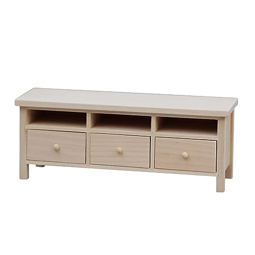 ＡＷＨＡＯ 1/12 Dollhouse Möbel Miniatur TV Schrankmodell Holzfernseher Stehen Unbemalt von ＡＷＨＡＯ