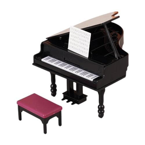 ＡＷＨＡＯ 1/12 Puppenhaus Klavier mit Hocker Musikinstrument Puppenhaus Dekor Dekoration von ＡＷＨＡＯ