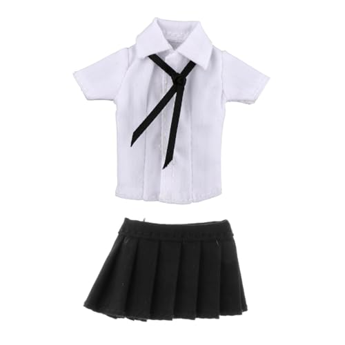 ＡＷＨＡＯ 1/12 Puppenkleidung für Weibliche Figuren, Outfit mit Rock Und Hemd, Zubehör für 6 Zoll Figuren, Weißes Hemd von ＡＷＨＡＯ