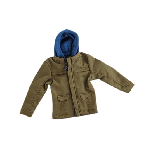 ＡＷＨＡＯ 1:12 Actionfigur Jacke Kostüm Fashion Dress Up DIY Kollektion Accessoires Handgefertigte Miniaturkleidung mit Kapuze mit Kapuze, GrÜn von ＡＷＨＡＯ
