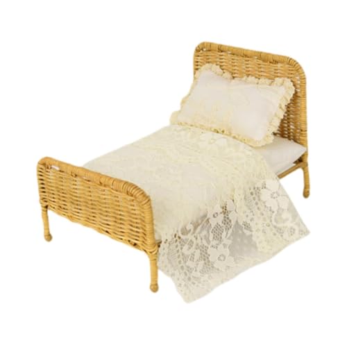 AWHAO 1:12 Europäisches Doppelbettmodell, Rattan Bettmodell, Rollenspiel, Rattan Minibett, Puppenhaus Miniaturbett für Schlafzimmerdekoration, A AWHAO 1:12 Europäisches Doppelbettmodell, Rattan Bettmodell, Rollenspiel, Rattan Minibett, Puppenhaus Miniaturbett für Schlafzimmerdekoration, A von AWHAO