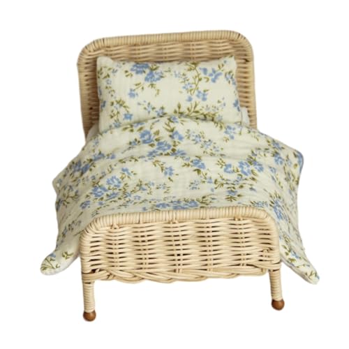AWHAO 1:12 Europäisches Doppelbettmodell, Rattan Bettmodell, Rollenspiel, Rattan Minibett, Puppenhaus Miniaturbett für Schlafzimmerdekoration, B AWHAO 1:12 Europäisches Doppelbettmodell, Rattan Bettmodell, Rollenspiel, Rattan Minibett, Puppenhaus Miniaturbett für Schlafzimmerdekoration, B von AWHAO