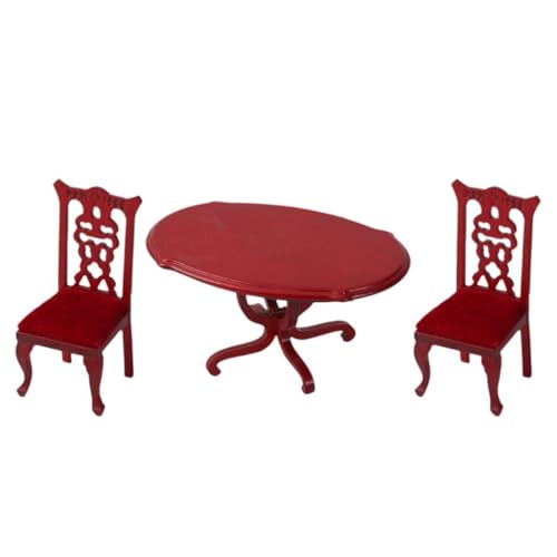 ＡＷＨＡＯ 1:12 Skala Dollhouse Miniatur Esstisch Holzmöbel Model Life Szene Puppenhaus Accessoires DIY Set Holiday Geschenk, Rot von ＡＷＨＡＯ