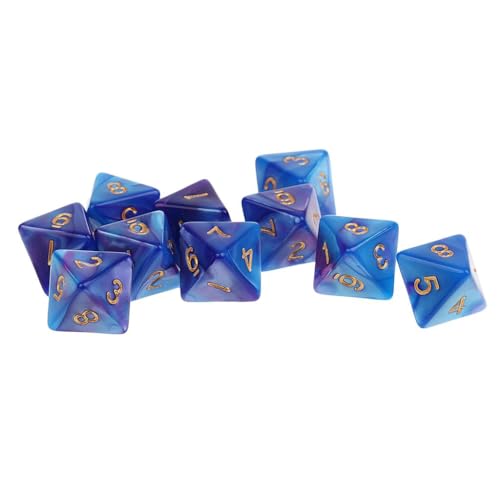 ＡＷＨＡＯ 10 Stück 8 Seitiges D8 Polyeder für Party Und Tischspiele, Blau Lila, 16mm von ＡＷＨＡＯ