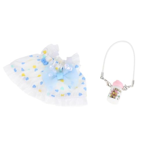 ＡＷＨＡＯ 15 cm Puppenkleid, Süße Puppenkleidung, Puppenzubehör, Stilvolles DIY Puppenspielzeug, Puppenkleidung, Haarschmuck Als Geschenk, Kleine Mädchen, Blaues Herz von ＡＷＨＡＯ