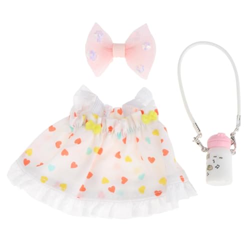 ＡＷＨＡＯ 15 cm Puppenkleid, Süße Puppenkleidung, Puppenzubehör, Stilvolles DIY Puppenspielzeug, Puppenkleidung, Haarschmuck Als Geschenk, Kleine Mädchen, Rotes Herz von ＡＷＨＡＯ