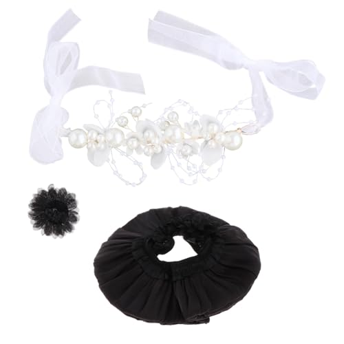 ＡＷＨＡＯ 15 cm Puppenkleid, Süße Puppenkleidung, Puppenzubehör, Stilvolles DIY Puppenspielzeug, Puppenkleidung, Haarschmuck Als Geschenk, Kleine Mädchen, Schwarze Blume von ＡＷＨＡＯ
