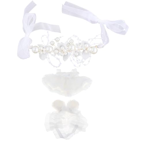 ＡＷＨＡＯ 15 cm Puppenkleid, Süße Puppenkleidung, Puppenzubehör, Stilvolles DIY Puppenspielzeug, Puppenkleidung, Haarschmuck Als Geschenk, Kleine Mädchen, Weißer Engel von ＡＷＨＡＯ