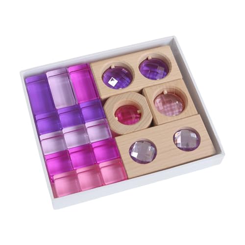 ＡＷＨＡＯ 19Pcs Acryl EDELSTEIN Bausteine ​​Set Transparent Aussehen Spielzeug Regenbogen Gebäude Würfel Kinder Jungen Mädchen Lehre, Violett von ＡＷＨＡＯ