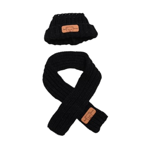AWHAO 2 Teiliges Plüsch Puppenkleidungs Set mit Abnehmbarer Mütze Und Schal, Mädchen Geschenk Puppenkleidung, Puppen Outfits für 15/17 cm Große Plüschpuppen, Schwarz AWHAO 2 Teiliges Plüsch Puppenkleidungs Set mit Abnehmbarer Mütze Und Schal, Mädchen Geschenk Puppenkleidung, Puppen Outfits für 15/17 cm Große Plüschpuppen, Schwarz von AWHAO