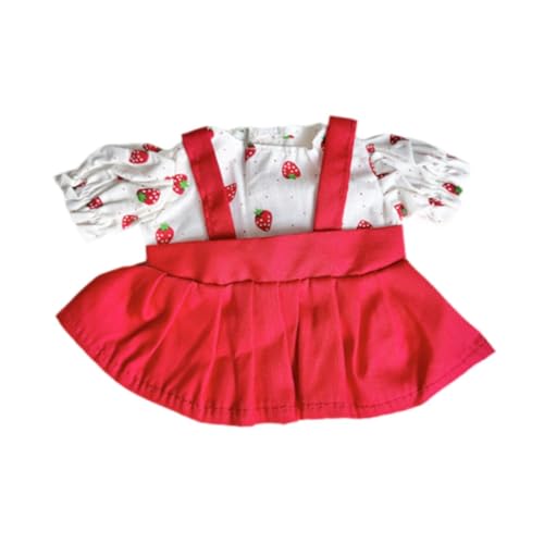 ＡＷＨＡＯ 20 cm Plüschpuppenkleidung, Miniaturkleidung, Gefüllte Puppenkleidung, Modisch, Weich, Niedlich, DIY, Abnehmbare Kostüme, Puppenzubehör, Roter Rock von ＡＷＨＡＯ