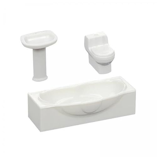 ＡＷＨＡＯ 2X Waschbecken Badewanne Simulation Toilette Rollenspiel Puppenhaus Zubehör Miniatur Badezimmer für DIY Miniture Badezimmer Geschenk Party Teenager von ＡＷＨＡＯ