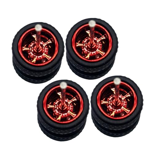 AWHAO 4X 1/64 Skala Radreifen für Diecast Fahrzeuge Zubehör, Rot AWHAO 4X 1/64 Skala Radreifen für Diecast Fahrzeuge Zubehör, Rot von AWHAO