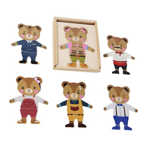 ＡＷＨＡＯ Bär Dress Up Puzzle mit Aufbewahrungsbox Wechselkleidung Spiele für Kinder von ＡＷＨＡＯ