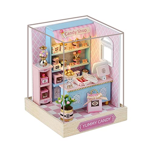 AWHAO DIY Miniatur Puppenhaus Aus Holz, Mini Hausmodell mit Lichtern, Winzige Bausätze, Puppenhausmodell Aus Holz für Erwachsene, Köstliche Süßigkeiten AWHAO DIY Miniatur Puppenhaus Aus Holz, Mini Hausmodell mit Lichtern, Winzige Bausätze, Puppenhausmodell Aus Holz für Erwachsene, Köstliche Süßigkeiten von AWHAO