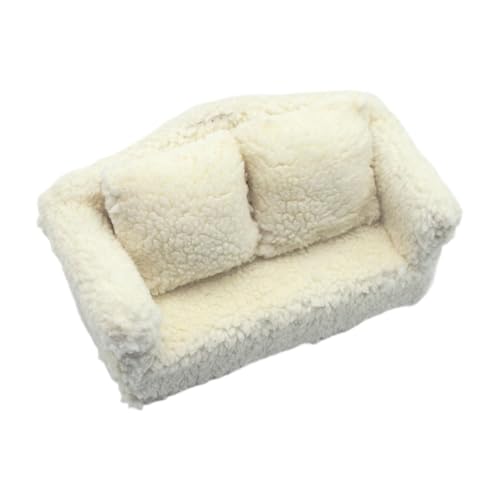 ＡＷＨＡＯ Dollhouse Couch Miniatursofa für 1/6 1/12 Dollhouse Life Szene White Micro Landscape Möbel Simulation Zubehör Spielzeug, Doppelsofa von ＡＷＨＡＯ