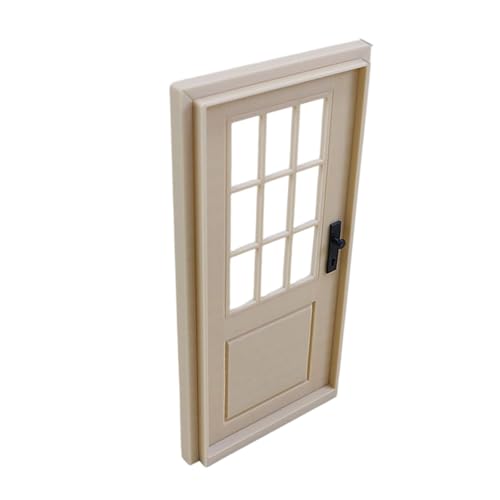 ＡＷＨＡＯ Dollhouse Tür Miniatur Haus Tür Modell PLA Langlebig Zubehör Detailgetreu Puppenmöbel für Puppenhaus Innenausstattung Bastelarbeiten Geschenk, Holzfarbe von ＡＷＨＡＯ