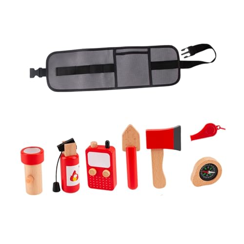 ＡＷＨＡＯ Feuerwehrmann Holzspielzeug Rollenspiel Set für Kinder Im Alter von 3+ Kleinkindern Geburtstagsgeschenke von ＡＷＨＡＯ