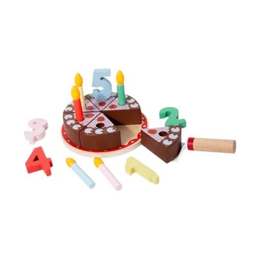 ＡＷＨＡＯ Hölzerne Geburtstagstorten Spielzeug Interaktiver Holzkuchen Set für Mädchen von ＡＷＨＡＯ