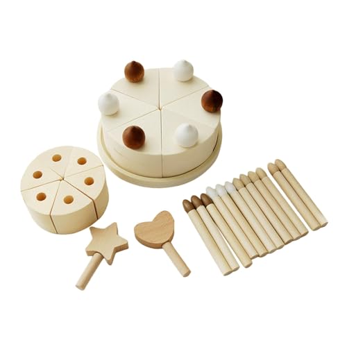 AWHAO Holz Geburtstagsparty Kuchen, Kleinkinder Kuchen Set, mit Kerzen, Spaß Und Lernen, Spielzeug Geburtstagsparty Kuchen, Doppelschicht AWHAO Holz Geburtstagsparty Kuchen, Kleinkinder Kuchen Set, mit Kerzen, Spaß Und Lernen, Spielzeug Geburtstagsparty Kuchen, Doppelschicht von AWHAO