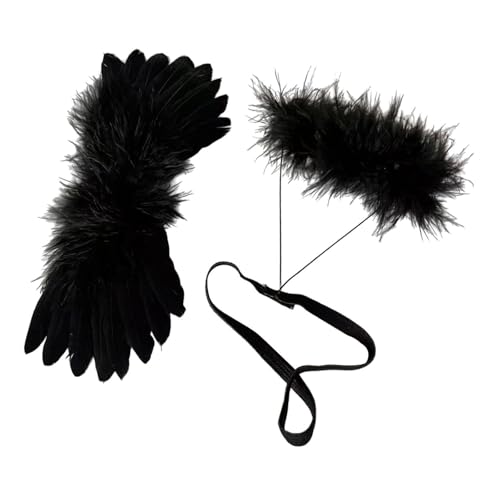 ＡＷＨＡＯ Kinder Mini Puppe Set mit Stirnband Und Engelsflügeln, Schwarz von ＡＷＨＡＯ