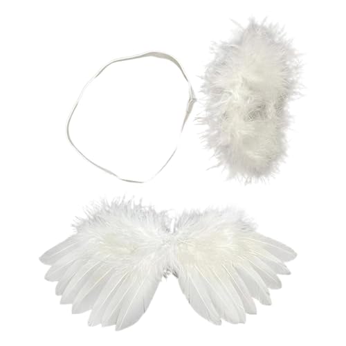 ＡＷＨＡＯ Kinder Mini Puppe Set mit Stirnband Und Engelsflügeln, Weiß von ＡＷＨＡＯ