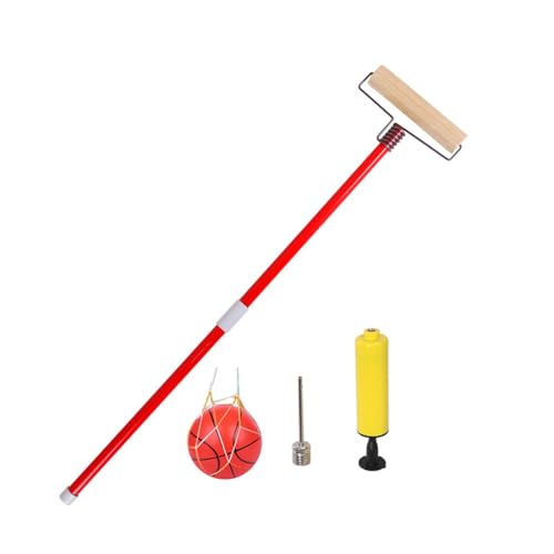 ＡＷＨＡＯ Kinder Rolling Ball Spielzeug, Trainingsausrüstung, Entwicklung von Motorischen Fähigkeiten mit Ball Und Pumpe, Stangenspiel Kit, Aktivitätsschubspie, Rot von ＡＷＨＡＯ