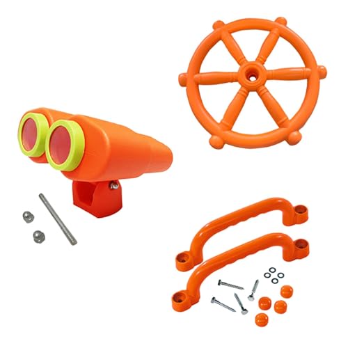 AWHAO Kinderspielplatzzubehör, Schaukelzubehör, Lenkrad, Piratenschiff, Teile für Spielhaus, Hinterhof, Schaukelset, 4 Stück Orange AWHAO Kinderspielplatzzubehör, Schaukelzubehör, Lenkrad, Piratenschiff, Teile für Spielhaus, Hinterhof, Schaukelset, 4 Stück Orange von AWHAO