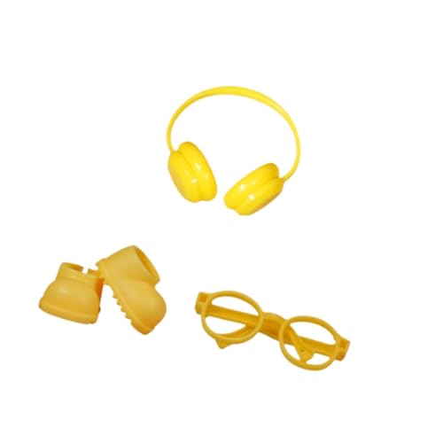 AWHAO Mini-puppenschuhe mit Kopfhörern Und Brille Atmungsaktiv für 17cm Puppen Zum Fotografieren Dekorieren, Gelb AWHAO Mini-puppenschuhe mit Kopfhörern Und Brille Atmungsaktiv für 17cm Puppen Zum Fotografieren Dekorieren, Gelb von AWHAO