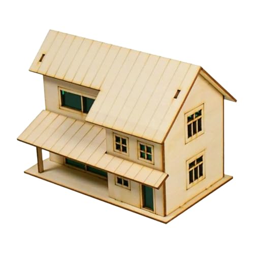 ＡＷＨＡＯ Miniatur-Holzhaus 1/64 1/60 Zubehör Hobby Spielzeug Unbemalt 3D Handgemachte Architektur Szene DIY Gebäude für Einzigartige Geschenke, Style A von ＡＷＨＡＯ