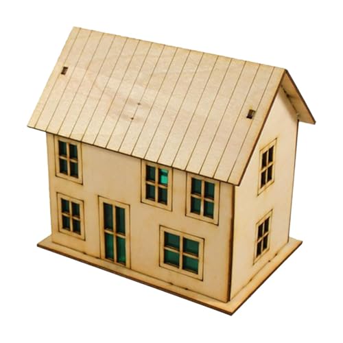ＡＷＨＡＯ Miniatur-Holzhaus 1/64 1/60 Zubehör Hobby Spielzeug Unbemalt 3D Handgemachte Architektur Szene DIY Gebäude für Einzigartige Geschenke, Style D von ＡＷＨＡＯ