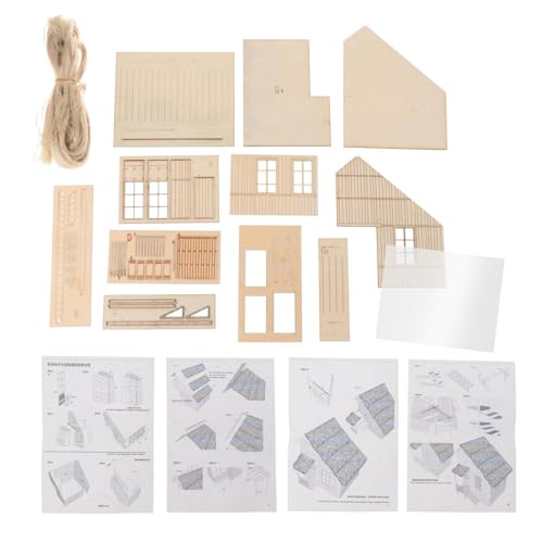ＡＷＨＡＯ Miniaturhaus Holzblockhaus Bastelset Puppenhaus Modellgebäude Fördert Die Kreativität Und Hand Auge Koordination für Mikrolandschaften Und Als Sammle, Strohdach von ＡＷＨＡＯ