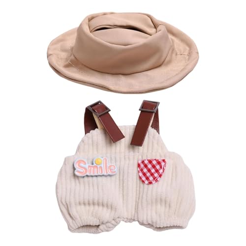 ＡＷＨＡＯ Plüschpuppenkleidung für 15–17 cm Große Puppen, Mode, Kostüme, Verkleidung, DIY, Plüschpuppenzubehör, Foto Requisiten, Weiche Puppenkleidung, Overall Mütze von ＡＷＨＡＯ