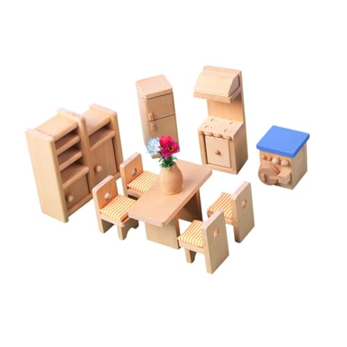 AWHAO Puppenhaus Möbelset Aus Holz, Miniaturmöbel, Spielzeug, Bastelarbeiten, Rollenspiele für Jungen, Esszimmer AWHAO Puppenhaus Möbelset Aus Holz, Miniaturmöbel, Spielzeug, Bastelarbeiten, Rollenspiele für Jungen, Esszimmer von AWHAO