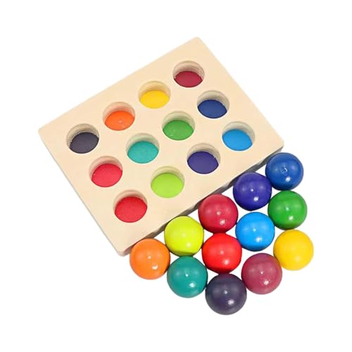 AWHAO Regenbogen-Holzkugeln mit Tablett, Früherziehung, kognitive Paarung, lustiges -Spielzeug für, Regenbogen-Farben-Matching-Spielzeug AWHAO Regenbogen-Holzkugeln mit Tablett, Früherziehung, kognitive Paarung, lustiges -Spielzeug für, Regenbogen-Farben-Matching-Spielzeug von AWHAO